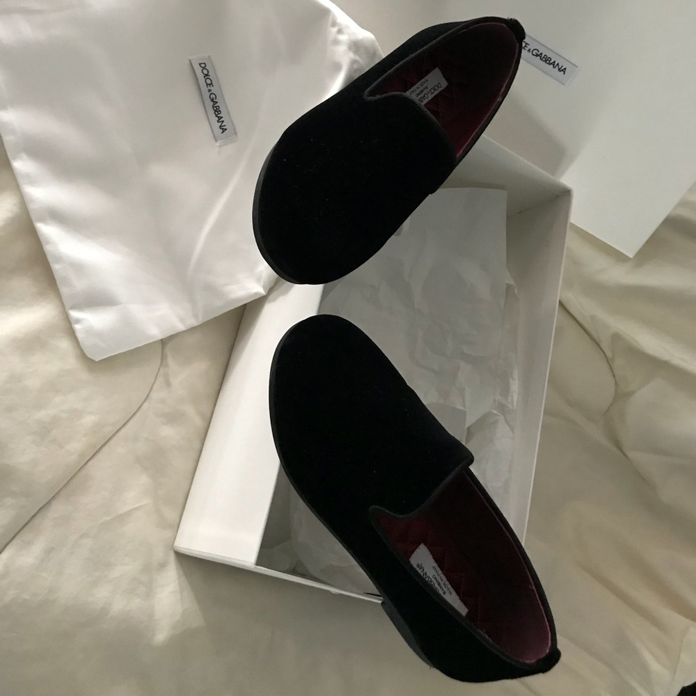 Dolce & Gabbana velvet kids slip on shoes